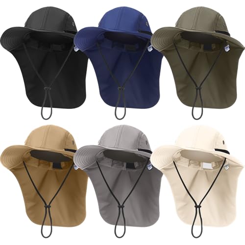 Image of Therwen Sun Hats with Neck Flap for Men Women Unisex Hiking Safari Hat Wide Brim UV Sun Protection Cap for Outdoor