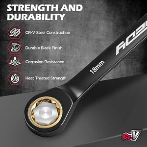 Premium 24-Piece Ratcheting Wrench Set, SAE(1/4-7/8") & Metric(8–19mm) Combination Wrenches, 72-Tooth CR-V Steel with Durable Black Finish, Ratchet Spanners with Roll-Up Tool Pouch for Repair — photo 4 of 6