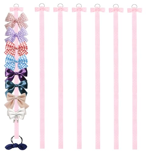 6STK Rosa Haarspangen Aufbewahrung Mädchen 96x2cm Schleife Hängender Haarschmuck Haarklammer Haargummis Und Spangen Organizer Stirnbandhalter Wand, Praktische Platzsparender Halter Für Haaraccessoires
