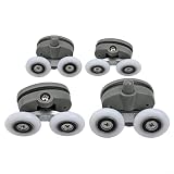 Doppel-Rollen-Set für Duschtüren, 4-teilig, verstellbare Rollen, oben und unten, für Schiebetüren, passend für 19, 23, 25, 27 mm Durchmesser, 6 mm (25 mm)