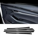 KELEIMAI Car Accessories Fit for 2019 2020 2021 2022 2023 2024 2025 Mazda 3 Axela Inner Side Door Panel Strip Cover Trim (Carbon Fiber Style) ABS 4 PCS