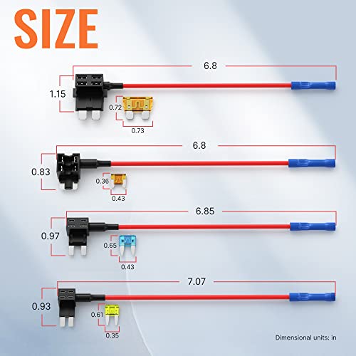 RVBOATPAT 16pcs Low Profile Mini Micro2 Fuse Taps Automotive Car Add a Circuit Fuse Kit 12V ATO ATC ATM APM Fuse Adapter Jumper Connector - Thumbnail 3