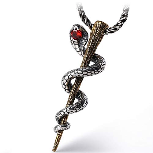 Image of YABEME Cobra Pendant Necklace 100% Real 925 Sterling Silver Jewelry 2020 Red Crystal Serpent Winding Animal Dainty Punk Jewelry Gift 24 Inches Chain