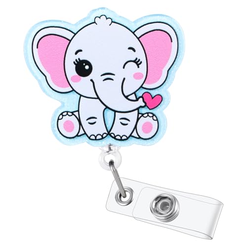Cute Elephant Retractable Pediatric Nurse Badge Reel NICU ID Name Holder