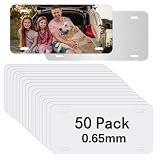 50 PCS Sublimation License Plate Blanks 6'X12' x 0.65mm,White Metal Aluminum Automotive Front License Plate Tag