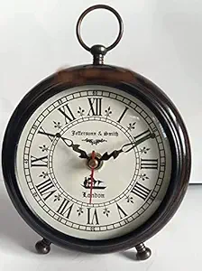 Nautical Edge - Unique Priced Handmade Vintage Wooden Table Top Clock Desk Clock Home & Office Study Living Room Decoration Gift Item (Brown)