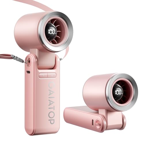 Gaiatop Portable Handheld Turbo Fan, 21 Hrs Cooling, 180° Foldable 4-in-1 Hand Held Fans, 6-Speed (1-100) Personal Mini Handheld Fans, Small Portable Fan for Travel, Working, Outdoor Women Gifts, Pink by Gaiatop - Used condition - CA$16.24