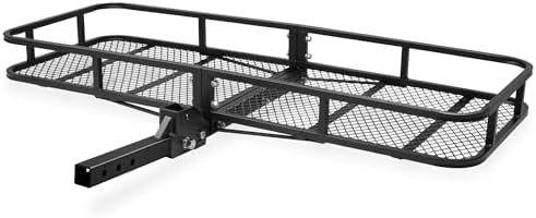 ARKSEN 60" x 23" x 5.5" Folding Hitch Cargo Carrier Basket, 500 Lbs Heavy Duty Rear Trailer Hitch Cargo Rack Fits 2" Receiver for SUV, Truck & Van, Ideal for Camping & Travel