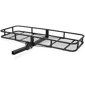 60" x 23" x 5.5" Folding Hitch Cargo Carrier Basket, 500 Lbs Heavy Duty Rear Trailer Hitch Cargo Rack Fits 2" Receiver for SUV, Truck & Van, Ideal for Camping & Travel