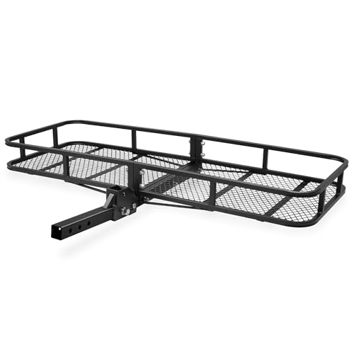 ARKSEN 60" x 23" x 5.5" Folding Hitch Cargo Carrier Basket, 500 Lbs Heavy Duty Rear Trailer Hitch Cargo Rack Fits 2" Receiver for SUV, Truck & Van, Id