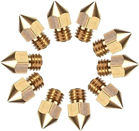 CCTREE 10pcs 3D Printer Nozzles,5 Different Size 0.2mm, 0.4mm,0.6mm,0.8mm,1.0mm MK8 Extruder Nozzle for Makerbot Creality CR-10/CR-10 V2/10S/S4/S5, Ender 3/Ender 3 V2/Ender 3 Pro/Ender 5 Pro/Plus