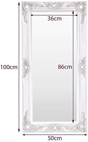 Select Mirrors Haywood Rectangle Wall Mirror (50cm x 100cm, Antique Silver)