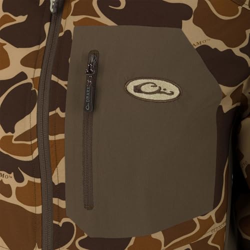 Drake Waterfowl Men's Rain Brake Lightweight Durable Adjustable Stretchy DWR Casual Sports Softshell Hooded Jacket4