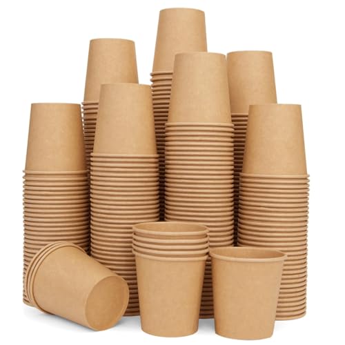 Vumdua 800 Pcs 6 oz Kraft Paper Cups - Disposable Paper Cups Hot Cold Beverage Drinking Cup for Coffee, Water, Tea, Juice, Espresso & Cortado