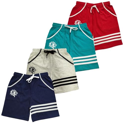 Image of TICOSS Boys Pack of 4 Cotton Blend Striped Shorts