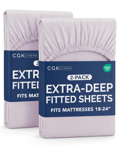 Image of CGK Linens 2 Pack Extra Deep Full Fitted Sheets - Light Lavender