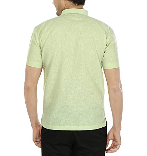 Kurta corta verde ropa india hombre de algodón transpirable talla 36 3