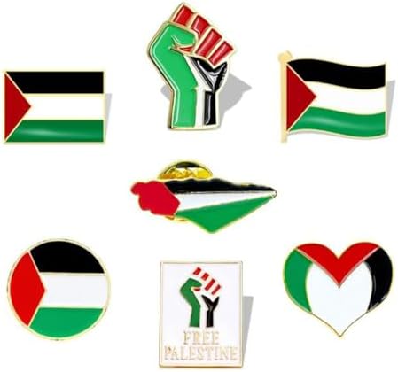 7 Pieces Palestine Flag Lapel Pin Set Palestinian Flag Pins Support Palestine Badge Hat Clothing Backpack, Metal, no gemstone