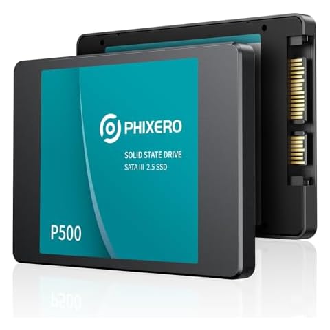 PHIXERO P500 SATA SSD 1TB 3D NAND, Internal harddisk 2.5 Inch Solid State Drive SATA III 6 Gb/s, UP to 550MB/s, for laptops, desktops and Gaming Consoles PC Cover