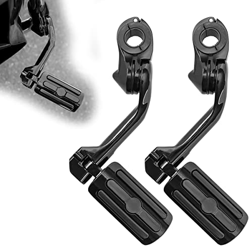 Hlmt Highway Pegs Motorcycle Long Foot Pegs Foot Rest (Black) Compatible With Harley Road King Honda Suzuki Kawasaki Yamaha Engine Guard Footpegs #TOP4