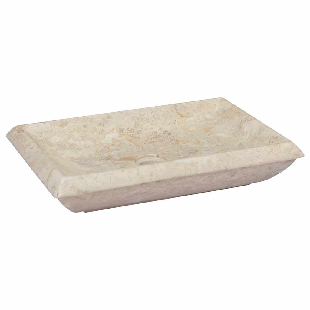 vidaXL Lavabo Lavamanos Inodoro Aseo Cuarto de Baño Cuenca Fregadero Casa Hogar Muebles Mobiliario Decoración Elegante Crema Mármol 50x35x10 cm