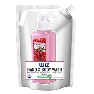 wiz LIQUID SOAP Hand & Body Wash 2in1 Refill Pouch, Cranberry – 1.5 Ltr, Enriched with Aloe Vera, Rose Water & Almond…