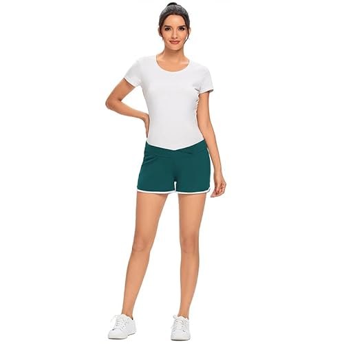 Women's Maternity Shorts Cotton Stretchy Athletic Workout Shorts Underbelly Pregnancy Shorts Pants (As1, Alpha, L, Regular, Regular, Peacock Blue) #TOP1