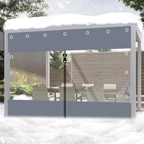 Image of HipierFx 6.5x10 ft Vinyl Curtains for Patio Heavy Duty Waterproof Windproof UV-Resistant Outdoor Blinds Clear Tarp for Greenhouse, Gazebo & Patio (Without a Zipper, 6.5x10 ft)