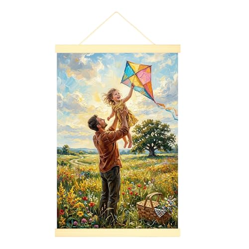 Poster cerf-volant arbre jaune art mural salon 50x71