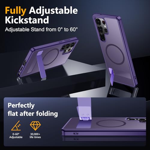 SPIDERCASE Magnetic for Samsung Galaxy S25 Ultra Case, [3 Stand Ways][ Military Grade Drop Protection] with Invisible Kickstand Slim Phone Case for S25 Ultra 6.9'', Purple by SPIDERCASE - Image 4