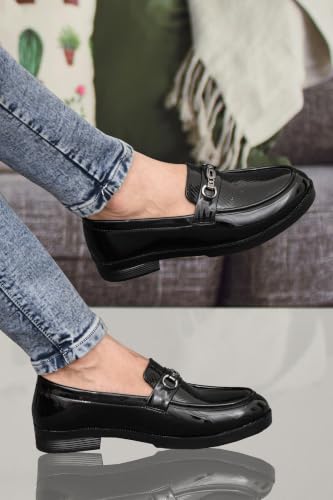 Image of VELTRIX Men's Premium Patent Leather Finish Formal Loafers | Horsebit Buckle Slip-On Shoes | Comfortable Office, Party, Wedding & Business Dress Shoes Aldo DIY Patent