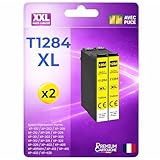 Pack de 2 cartouches encre jaune compatible 1284 T1284XL T1284 XL C13T12844011, rendement 530 pages par cartouche