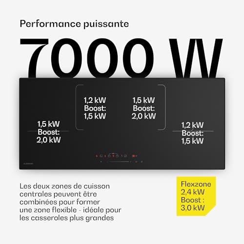 Klarstein Velaire Plaque Induction 90cm 4 Zones Curseur Tactile Minuterie Verre Céramique Plaque Cuisson Induction - vue 4