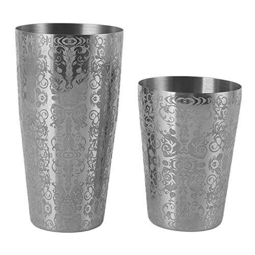 Coctelera de acero inoxidable grabada tipo Boston bar mixer plateada 7