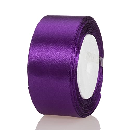 Image of ATRBB 25 Yards 1-1 /2 inch Purple Satin Ribbon for Gift Wrapping | Wedding, Bows, Colorfast Polyester Fabric Thick Ribbon for Bouquets Party Decor Crafts Handmade Flower DIY