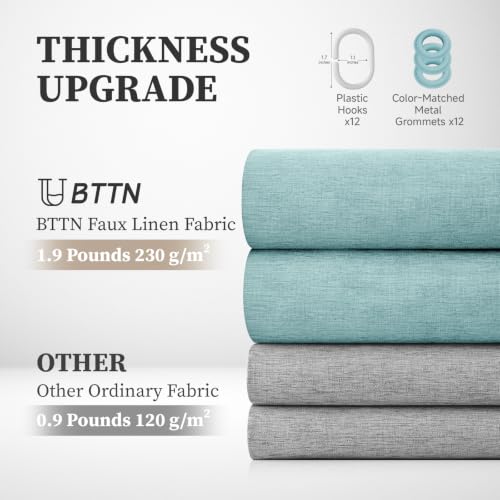 BTTN Long Linen Textured Waterproof Shower Curtain, 72x84, Teal/Turquoise by BTTN - Used condition - Image 6