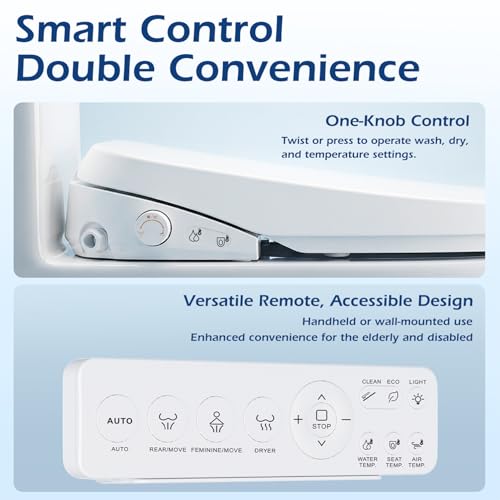 GAICOM Bidet Toilet Seat Elongated, Electric Smart Heated Toilet Seat with Instant Warm Water & Dryer, Multiple Cleaning Modes, Remote Control, Self-Clean Nozzle, Soft Closed Toilet Lid, Night Light - Thumbnail 5