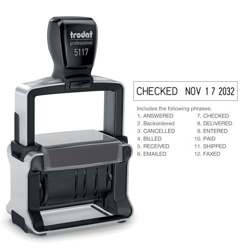 Trodat Professional 5117 12-Message Stamp, Dater, Self Inking, 2-1/4