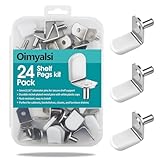 Oimyalsi 24 Pack Shelf Pegs 5mm (3/16'') with Storage Box, L-Shaped Metal Shelf Pins with Anti-Slip Caps, Nickel Plated Replacement for Kitchen Pantry, Bookcase, Medicine Cabinet & Glass Shelves