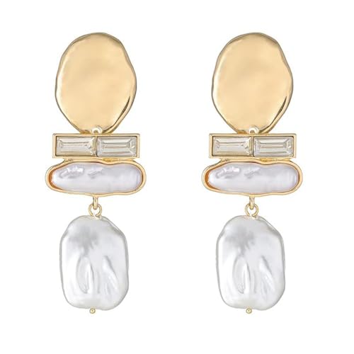 Statement Pearl Dangle Earrings,Gold and Large Pearl,Luxury Chandelier Organic Style Earrings