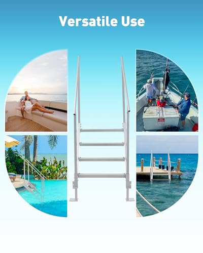 image for CO-Z 4 Step Dock Ladder, Pontoon Boat Ladder with 500lb Load, Height A