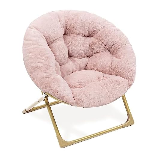 Milliard Mini Cozy Chair for Kids, Sensory Faux Fur Folding Saucer Chair for Toddlers, Pink