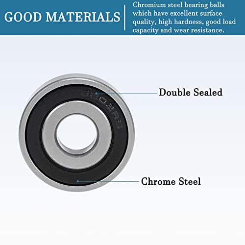 QUARKZMAN 6202-16-2RS 16x35x11mm Kugellager x 4Stk. Chromstahl für Maschinen und Werkzeuge Doppelt versiegelt