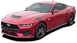 Original Pony Double BAR : Compatible with 2024-2026 Ford Mustang GT and Ecoboost Hood to Fender Decals Stripes Vinyl Graphics Kit (Fits GT Model as Shown) (112WP Satin Black – Dry Install)