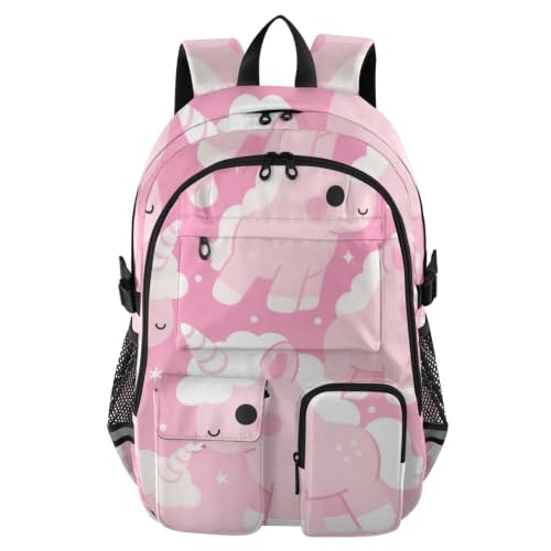 Mochila para laptop con puerto de carga y diseño de unicornios para adolescentes