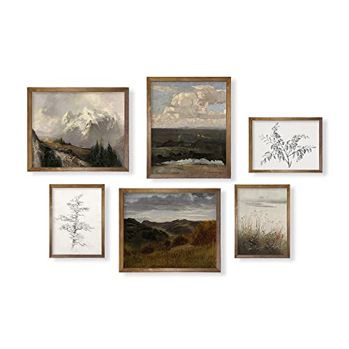 Green Cottagecore Room Decor - Vintage Modern Farmhouse Wall Decor - Aesthetic Meadow Nature Sketch Poster - Bathroom Picture Bedroom Print - Neutral Wall Art For Boho French Country - Gallery Set 6 #TOP5