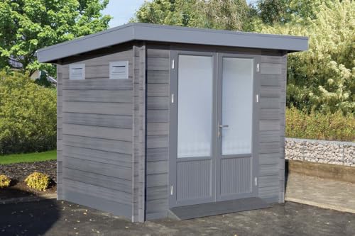 Finnhaus Wolff WPC Gerätehaus Bella 2319 28 Gerätehaus aus Holz/Kunststoff in Grau, Geräteschrank...