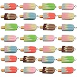 Fundiyoug 30 Pcs Ice Cream Charm Rainbow Resin Ice-Lolly Pendants Mini Popsicle Flatback Charms for DIY Earring Keychain Necklace Bracelet Jewelry Making Supply