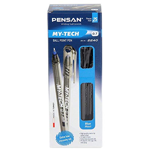 Excellent Quality Blue Ballpoint Pen. Nickel Silver Swiss Tip. 0.7mm (25 pack)
