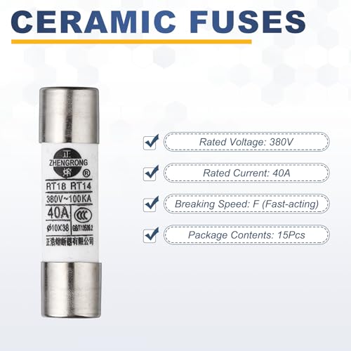 Fusible à fusion rapide 380V 40A en céramique sourcing map pour la protection de micro-ondes